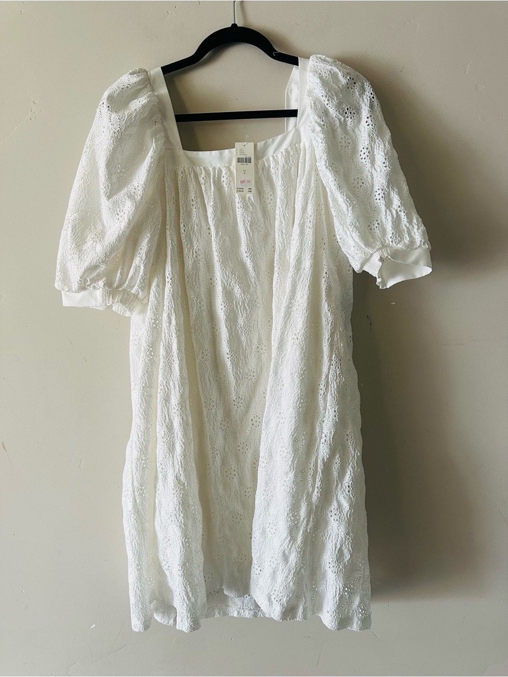 Maeve White Eyelet Puff Sleeve Mini Dress